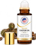 Organic Castor Oil Roll-On with Rose Quartz Roller Ball for Skin & Hair Care - 1.7 fl oz