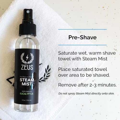 ZEUS Natural 100% Eucalyptus Essential Oil Shower Steam Mist, Aromatherapy Spray for Room, Bath, Congestion & Pre-Shave, Sauna & Spa Steam Mist (MADE IN USA) 4 oz.