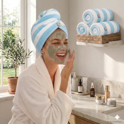 3 Pack Microfiber Hair Towel Wraps for Quick Drying & Anti-Frizz