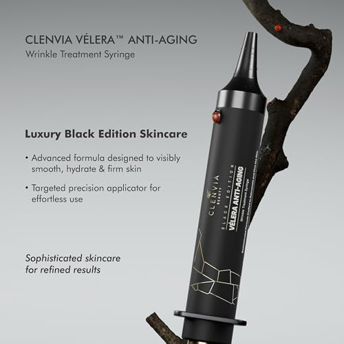 V?lera Anti-Aging Wrinkle Treatment Syringe ? Black Edition by Clenvia Beauty ? Advanced Line-Reduction & Skin-Firming Formula with Cucumber & Rhodiola ? 10ml Precision Applicator