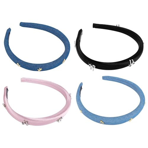 Framendino 4 Pack Thin Padded Bow Headbands for Women