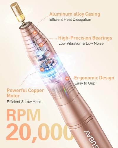 Electric Nail Drill 20000RPM Portable Manicure Tool for Acrylic Gel Nails