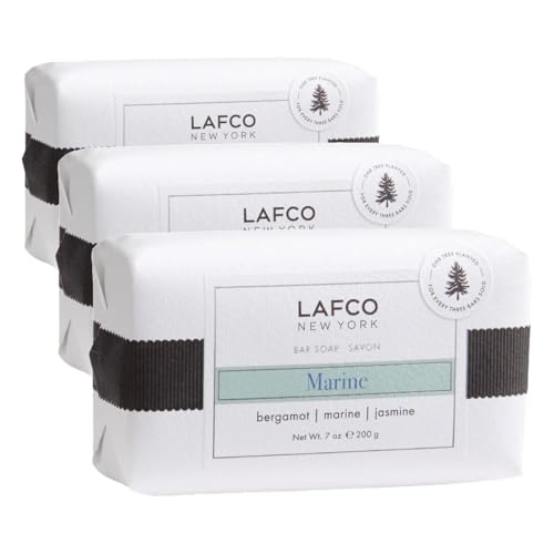 LAFCO New York Bar Soap, Marine - 7 oz - Ultra-Hydrating, Natural Formula - All Skin Types - Made in Europe (Pack of 3)