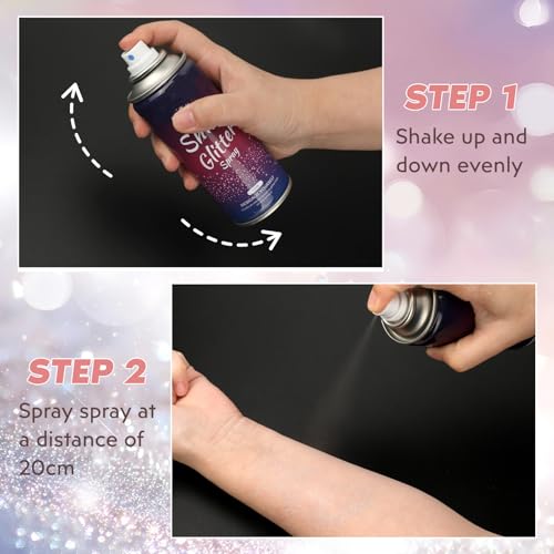 Body Glitter Spray¡¼Long Lasting¡½¡¼Skin Friendly¡½¡¼Quick-Drying¡½ Glitter Spray for Hair/Body 120ML£¬Silver