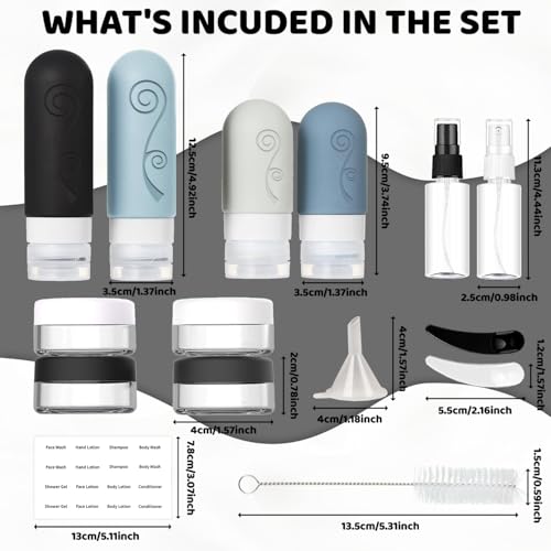 16-Pack TSA Approved Travel Bottles Set with Toiletry Bag