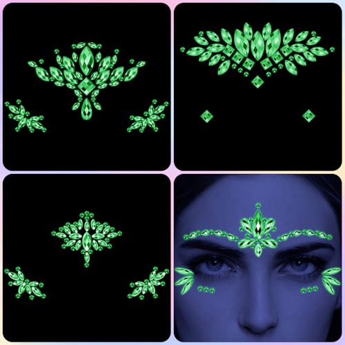 Face Gems Rhinestones Stickers - 6 Sheets Self Adhesive Jewels