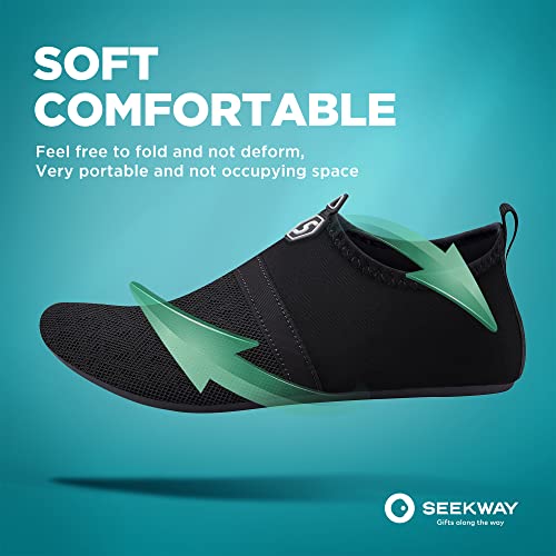 SEEKWAY Water Shoes Barefoot Aqua Socks Quick-Dry Non Slip Shoes for Beach Swim Pool River Boating Surf Women Men Dot Black SK002(U)