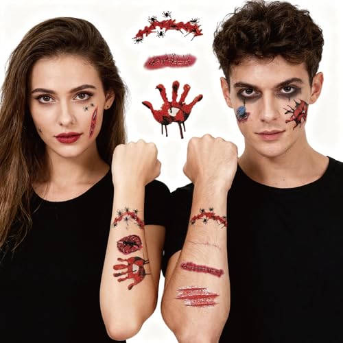Halloween Scar Tattoos - 60 Sheets Fake Wounds Stickers