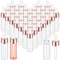 100 Pcs Mini Glass Oil Dropper Bottle Bulk, Clear Essential Small Empty Bottles Sample Containers Perfume Liquid Vials with Cap for Traveling (5 ml,Rose Gold)