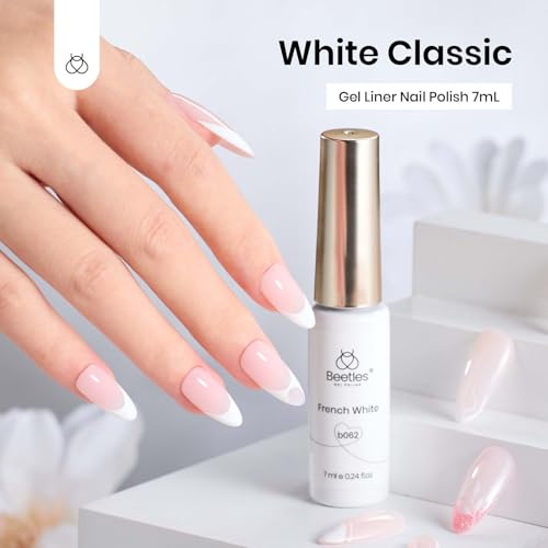 Beetles White Gel Nail Liner Polish with Built-in Fine Brush (7ml)