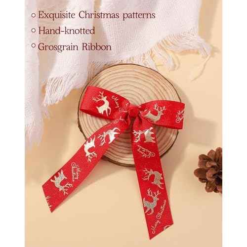 doboi 6 Pcs Christmas Hair Bows for Girls - 4.3 Inches Handmade Toddler Bows With Alligator Clips - Glitter Hair Accessories for Baby Girls Teens Kids