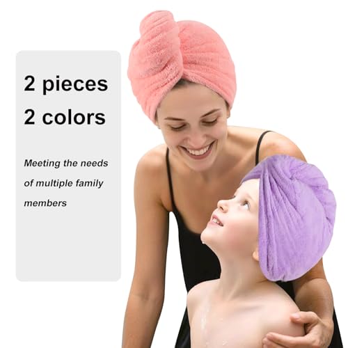 Pink Microfiber Hair Drying Towel Wrap - Soft, Absorbent Turban for Wet Hair, AGKXHDEC