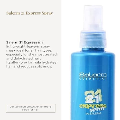 SALERM - Leave-In Mask 21 Express Spray - 190 ml - with Silk Protein - Repairs Damaged Hair - Hydrates Hair - with Heat Protector for Hair - Frizz Control