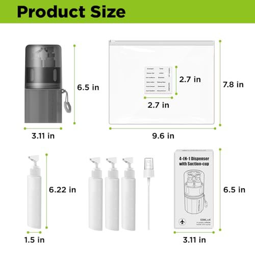 4-in-1 Travel Toiletry Dispenser Set - TSA Approved, Leak-Proof
