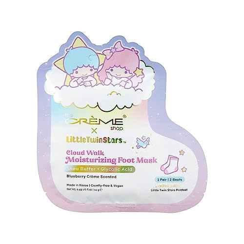 The Cr?me Shop Little Twin Stars Cloud Walk Foot Masks with Shea Butter Glycolic Acid for Silky Smooth Feet Blueberry Cr?me Scent Helps Deodorize Soften Skin