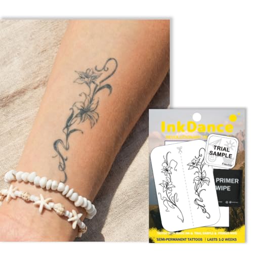 Semi-Permanent Lily Tattoo - 1-2 Week Waterproof Plant-Based Ink