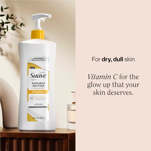 Suave Soothing Hydration Hand & Body Lotion With Aloe Vera Refreshes Dry Skin, Fast Absorbing, Intensive Moisturizing Cream For Women, Non Greasy, Allergen Free, 28 FL OZ, 4 Pack