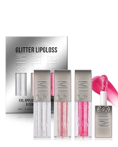 Glitter Lip Gloss Set 3-Piece Shimmer Tinted Lip Oil