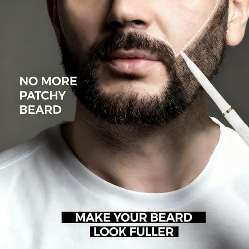 Beard Filler Pen, 3 Pieces Beard Contour Pencils, Enhance and Color Facial Hair (White, Black, Brown)