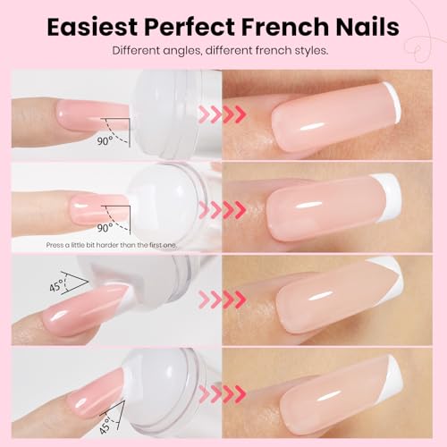 Beetles French Tip Nail Stamp Set with 6 Silicone Tips & Dual Stampers - Clear Variation A