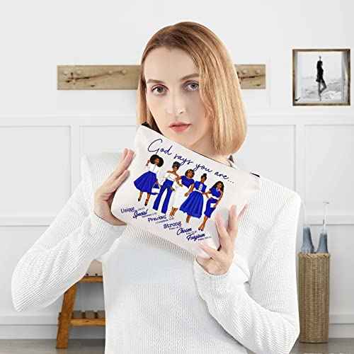 WZMPA Sorority Zeta Cosmetic Makeup Bag Finer Women Gift God Says You Are Sorority Makeup Zipper Pouch Bag Zeta Paraphernalia (God Says Zeta)