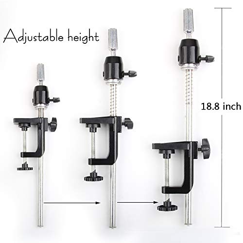 Adjustable Metal Wig Stand with C Clamp & 360° Rotator