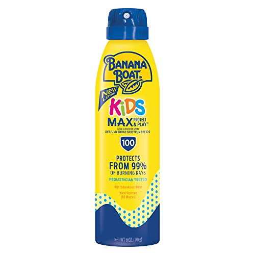 Banana Boat Kids Max Protect & Play Sunscreen Spray SPF 100, 6oz and Sport Sunscreen Roll On Lotion SPF 60, 2.5oz Bundle