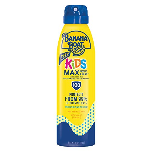 Banana Boat Kids MAX Protect & Play Sunscreen Spray SPF 100, 6oz | Clear Spray Sunscreen, Kids Sunscreen Spray, Kids Sunblock Spray, Kids Spray Sunscreen, Kids Sunscreen SPF 100, 6oz