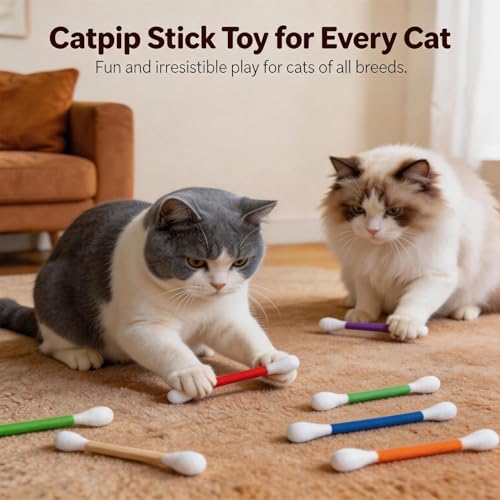 6-Pack Catnip Cotton Swab Cat Toys with Chew Sticks