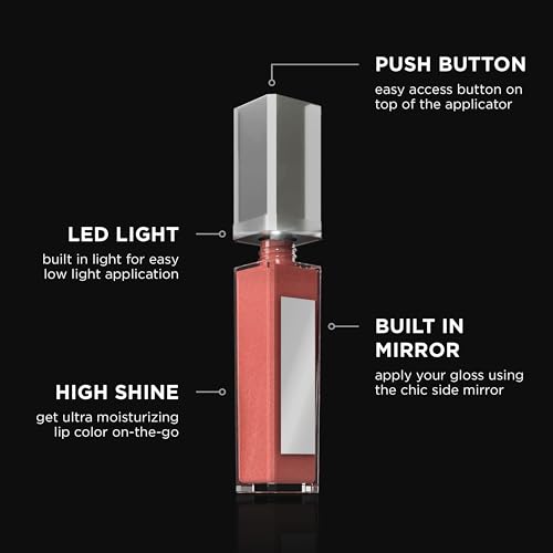 LED Lip Gloss with Mirror & Applicator Brush - Hydrating, Non-Sticky
