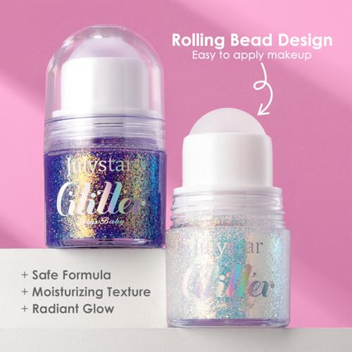 Roll-On Body Glitter Gel - Holographic Mermaid Sequins (2 Pack)