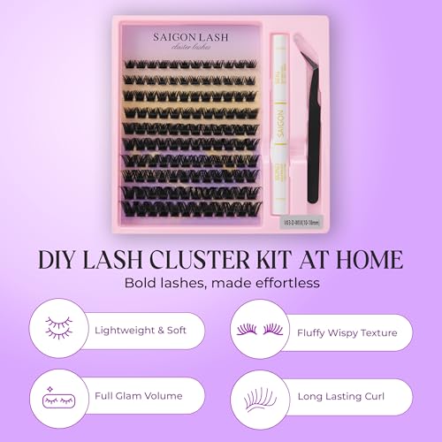 80D Wispy Lash Clusters DIY Kit – Full Volume, 10-18mm Mixed Length