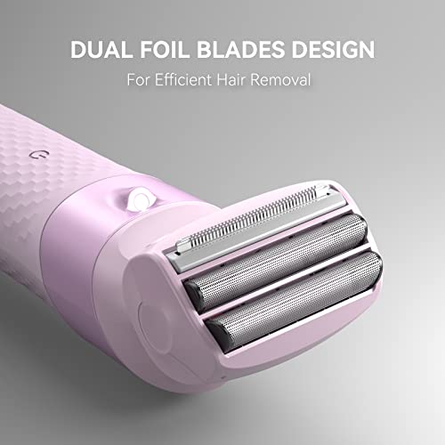 3-in-1 Electric Razor for Women,Dual-Foil Electric Shaver for Woman Face,Legs,Armpit,Rechargeable Bikini Trimmer,Intimate Shaver with Illumination,Public Hair Trimmer Women (Cold Pink)