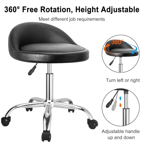 JOSTZHXIN Rolling Stool with Back,Home Office Swivel Chair Height Adjustable, Salon SPA Work Chair Shop Stool