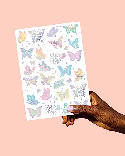 Pastel Butterfly Temporary Tattoos - 70 Foil Designs