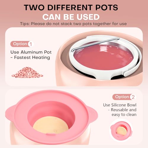 Waxing Kit for Women and Men, Digital Wax Warmer with 14OZ 5 Bags Hard Wax Beads, at Home Wax kit for Full Body, Face, Eyebrows, Bikini, Legs, Brazilian & Sensitive Skin (Blush)