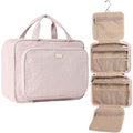 NISHEL Hanging Travel Toiletry Bag, Visible Makeup Organizer, Cosmetic Case for Journey Accessories, Bathroom Shower, Pink