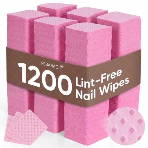Lint-Free Nail Wipes Acetone Remover Pads for Gel Nails & Lash Extensions - 1200 Count