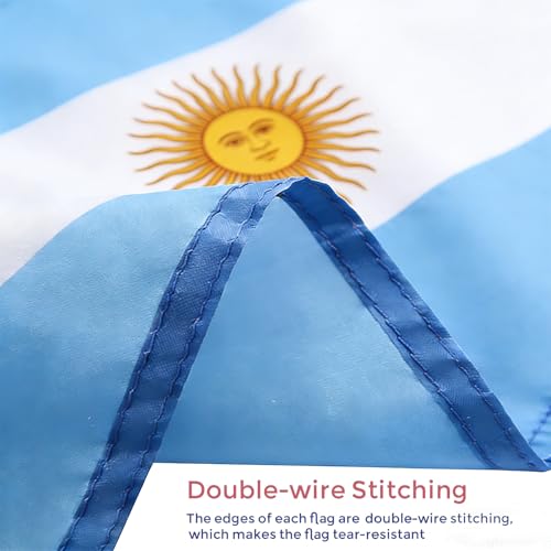 Argentina Flag 3x5 Ft Polyester with Brass Grommets (Veliffco) - 1 Pc