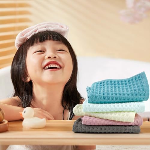 Cleanbear Cotton Waffle Washcloths Set of 12, 13x13"