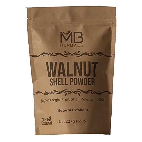 MB Herbals Walnut Shell Powder 8 oz / 0.5 LB 227G | For Natural Face Scrub Soap & Exfoliating Face Mask Formulations Exfoliates Skin Gently - No Silica - 100% Natural