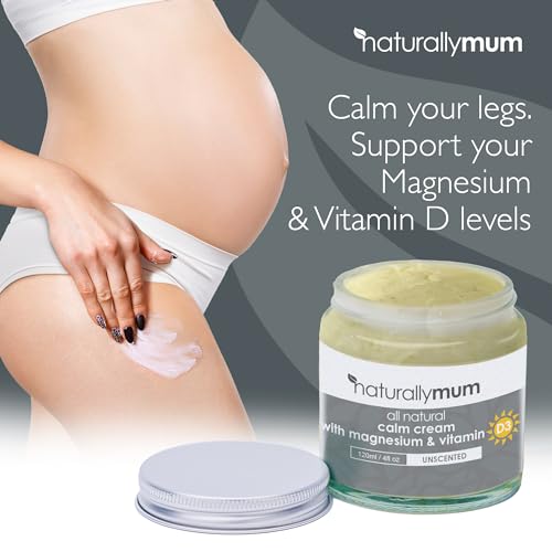 NaturallyMum - Calm Cream with Magnesium and Vitamin D3 [4 Fl Oz] - Magnesium and Vitamin D Lotion - Magnesium D3 Cream - Calming Cream Magnesium and Vitamin D - Turmeric & Arnica Cream - Unscented