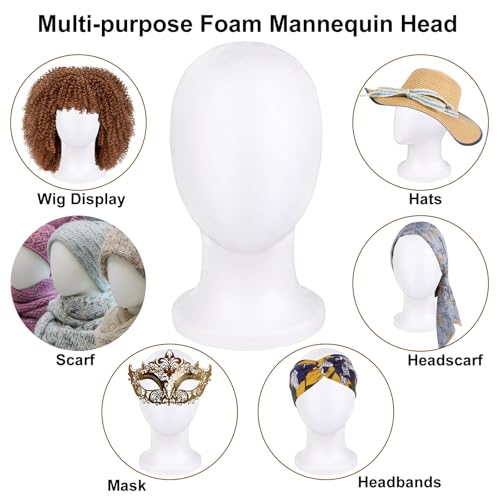 COOKOO Foam Wig Head Stand - 3 Pack Mannequin Display