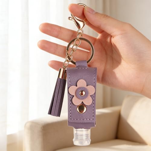 Shuielai 4pc Refillable Hand Sanitizer Keychain Holder with Extrusion Port - Clip on Bag or Key