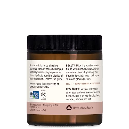 Banyan Botanicals Beauty Balm - USDA Certified Organic, 4 oz - Shatavari & Rose Geranium to Moisturize & Soften Skin