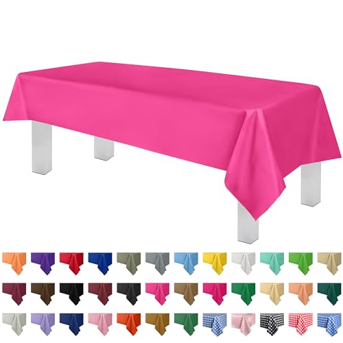 Grandipity Hot Pink 12 Pack Premium Disposable Plastic Tablecloth 54 Inch. x 108 Inch. Decorative Rectangle Table Cover