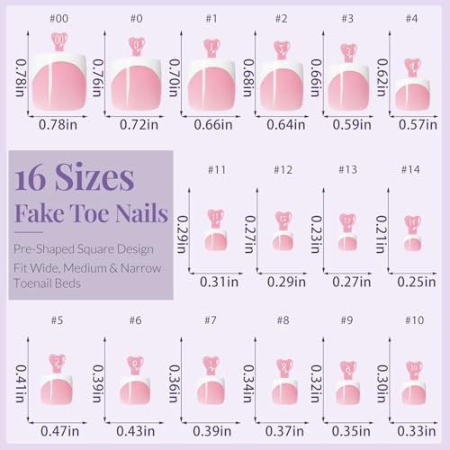 AddFavor 160pcs French Tip Press On Toenails - Glossy Pink