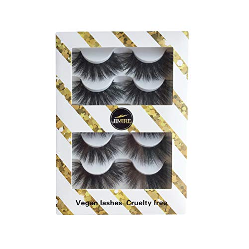 JIMIRE 3D Fluffy False Eyelashes - 5 Pair Pack, Faux Mink