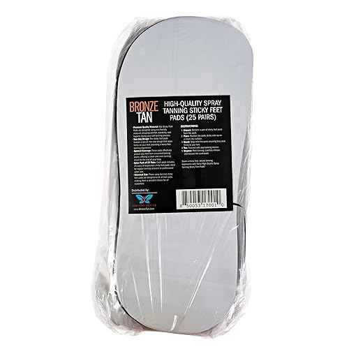 Bronze Tan Sticky Pads for Feet ? 25 Pairs, Disposable & Hygienic Non-Slip Pads ? Eco-Friendly Tanning Foot Protectors for Sunless or Self-Tanning at Home or Salon