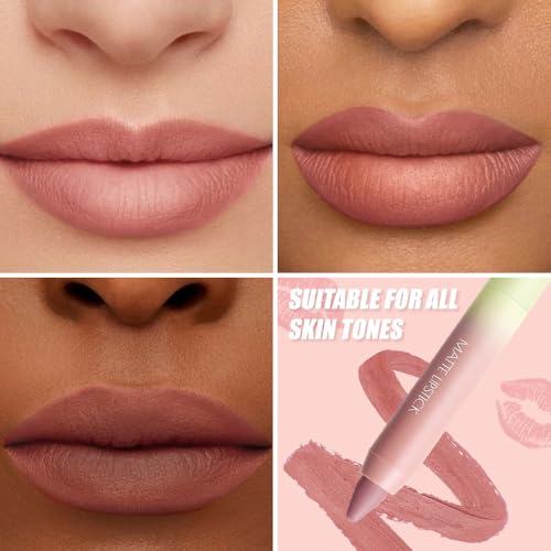 BINGBRUSH 2in1 Matte Lip Liner and Lipstick Combo, Lipsticks for Women, Longwear Waterproof Lip Liner Pencil, Matte lipstick Smudge Proof lipstain, Women's Long Lasting Lip Makeup (01#Rose Latte)